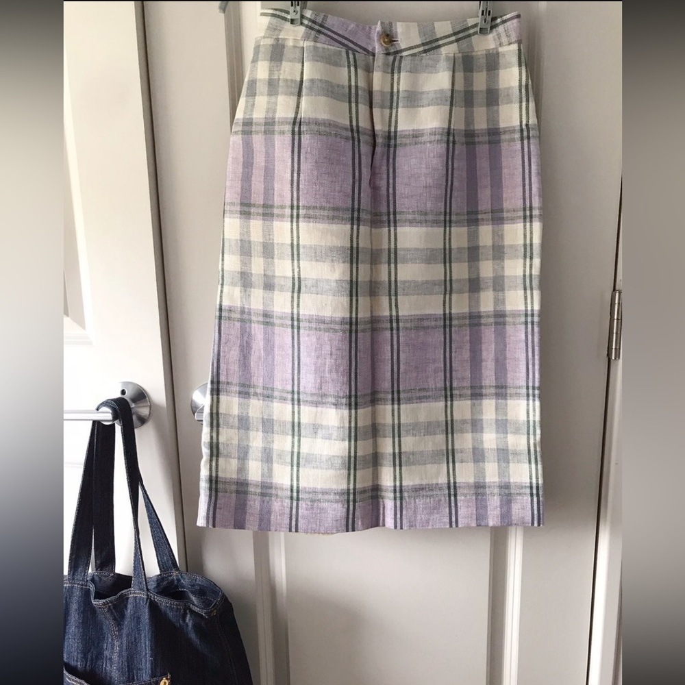 Designer Brand Flax Plaid Skirt